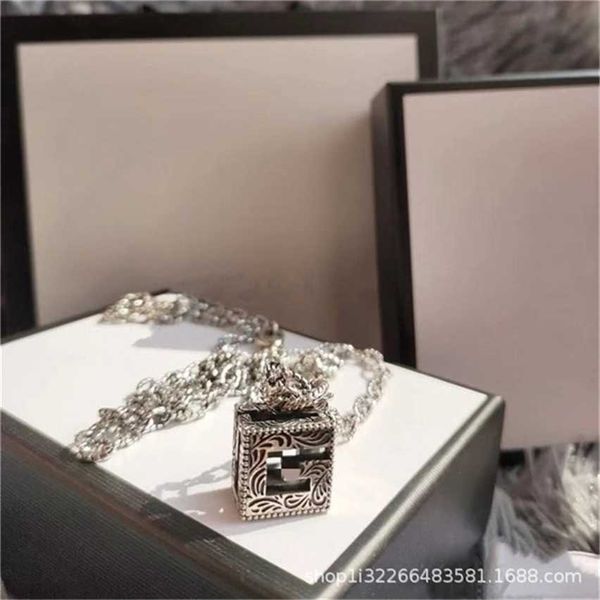 2023 designer new fashion jewelry 925 square three-dimensional hollow carved pattern necklace, old fashion men's and women's penda, Silver
2023 designer new fashion jewelry 925 square three-dimensional hollow carved pattern necklace, old fashion men's and women's penda, Silver
