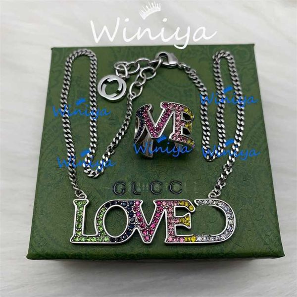 2023 designer new g family necklace / gujia new letter diamond color matching neck chain opening ring fashion trend jewelry, Silver
2023 designer new g family necklace / gujia new letter diamond color matching neck chain opening ring fashion trend jewelry, Silver