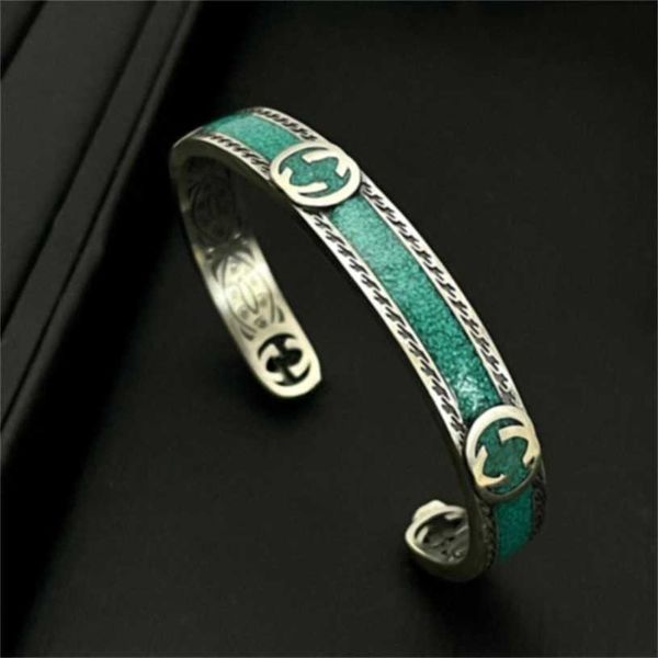 2023 designer new jewelry silver old letters green enamel bracelet fashion personalized couple bracelet, Black
2023 designer new jewelry silver old letters green enamel bracelet fashion personalized couple bracelet, Black