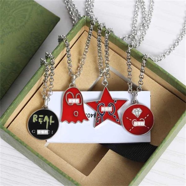 2023 designer new jewelry real series ghost spirit enamel drop rubber pendant antique craft double letter trend necklace, Black
2023 designer new jewelry real series ghost spirit enamel drop rubber pendant antique craft double letter trend necklace, Black