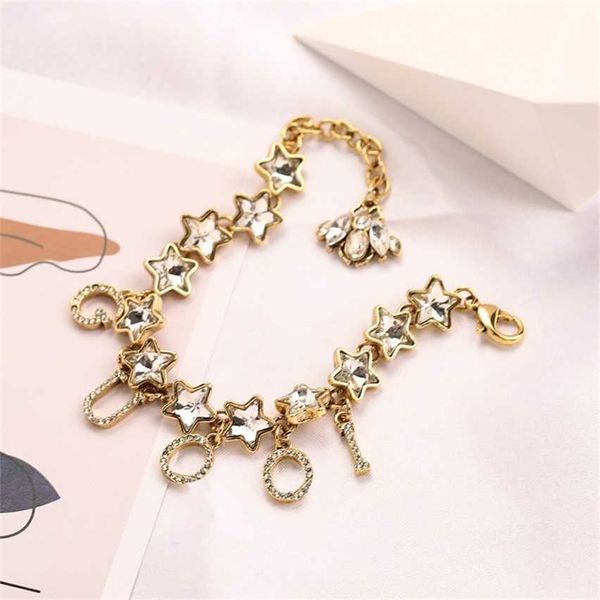 2023 designer new jewelry family letter bee five pointed star inlaid fashion double bracelet female personality ancient gold hand, Black
2023 designer new jewelry family letter bee five pointed star inlaid fashion double bracelet female personality ancient gold hand, Black