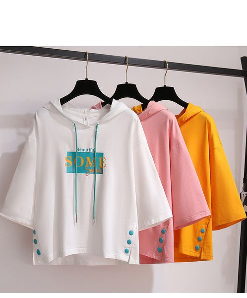 summer fashion women's hoodies sweatshirts sunscreen hooded short sleeve t-shirt female student korean clothing female loose women', Black
summer fashion women's hoodies sweatshirts sunscreen hooded short sleeve t-shirt female student korean clothing female loose women', Black