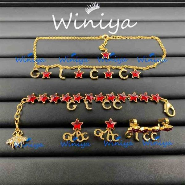 2023 designer new necklace ancient family letter diamond inlaid five pointed star bee style neck chain bracelet earrings ear clip, Silver
2023 designer new necklace ancient family letter diamond inlaid five pointed star bee style neck chain bracelet earrings ear clip, Silver