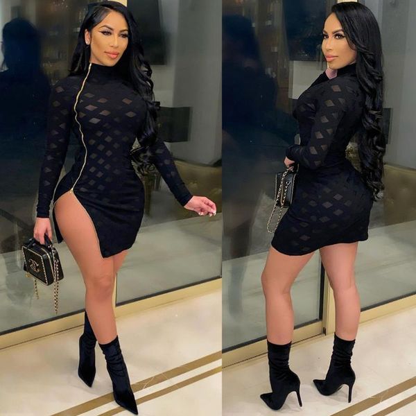 casual dresses hip wrap skirt autumn black zipper open cut high neck slim, Black;gray
casual dresses hip wrap skirt autumn black zipper open cut high neck slim, Black;gray