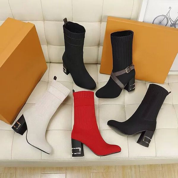 autumn winter socks heeled heel boots fashion knitted elastic boot designer alphabetic women shoes lady metal letter thick high heels large, Black
autumn winter socks heeled heel boots fashion knitted elastic boot designer alphabetic women shoes lady metal letter thick high heels large, Black