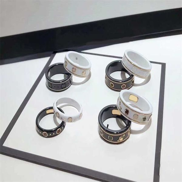 2023 designer new double g black white ceramic ancient family 18k rose gold bee planet strange men and women's same style couple ring, Silver
2023 designer new double g black white ceramic ancient family 18k rose gold bee planet strange men and women's same style couple ring, Silver