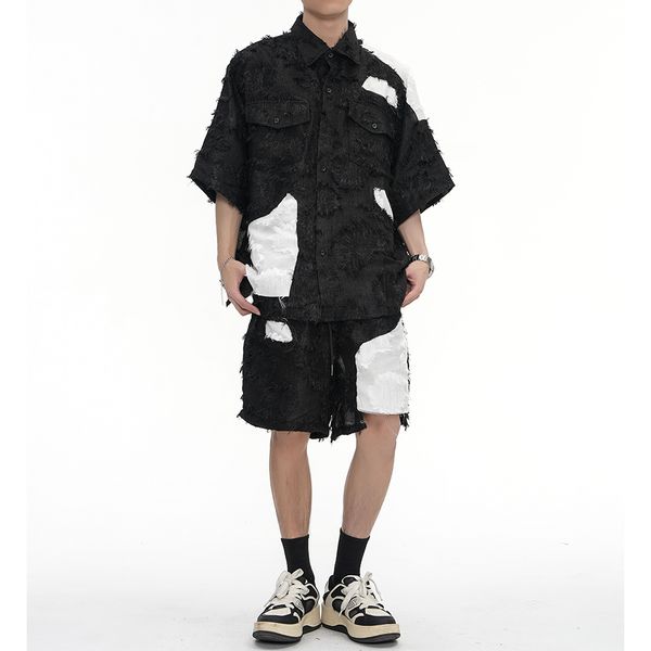 pockets lapel short sleeve shirts summer shorts sets for men hip hop loose casual oversized tracksuits, White;black
pockets lapel short sleeve shirts summer shorts sets for men hip hop loose casual oversized tracksuits, White;black