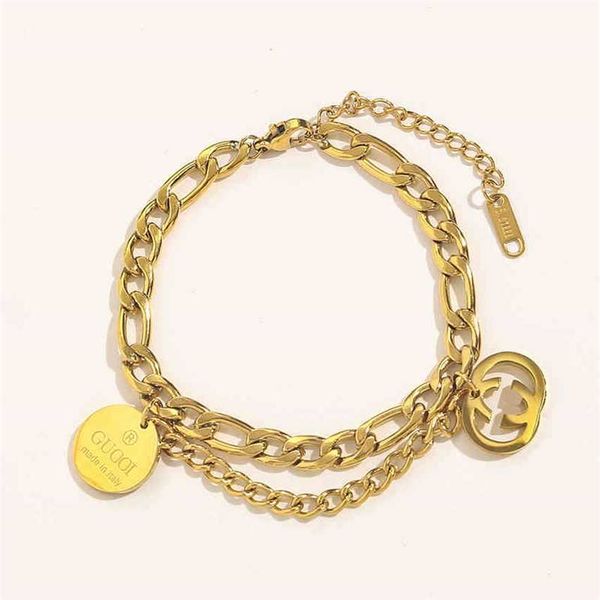 2023 designer new gujia double chain with steel seal simple french elegant bracelet, Black
2023 designer new gujia double chain with steel seal simple french elegant bracelet, Black