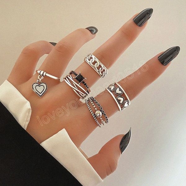 korea love heart ring set personality temperament silver color geometric rings for women fashion goth jewelry
korea love heart ring set personality temperament silver color geometric rings for women fashion goth jewelry
