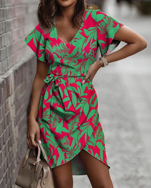 women's casual dress 2023 summer print skirt belt versatile short sleeve women's dress, Black;gray
women's casual dress 2023 summer print skirt belt versatile short sleeve women's dress, Black;gray