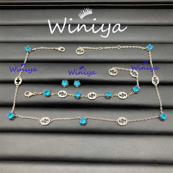 2023 designer new gujia blue suit/gjia new letter diamond necklace bracelet earrings temperament light luxury jewelry, Silver
2023 designer new gujia blue suit/gjia new letter diamond necklace bracelet earrings temperament light luxury jewelry, Silver