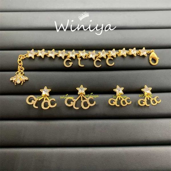 2023 designer new g family bracelet / gujia new letter inlaid five pointed star diamond bee bracelet earrings temperament style jewelry, Silver
2023 designer new g family bracelet / gujia new letter inlaid five pointed star diamond bee bracelet earrings temperament style jewelry, Silver