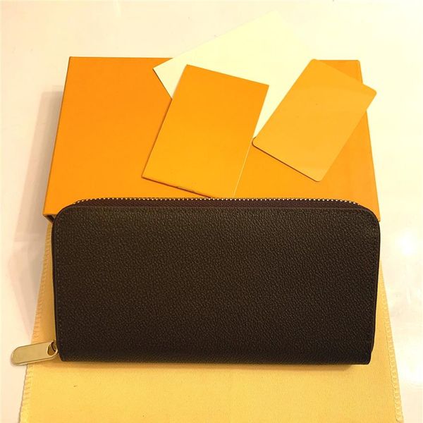 

fashion single zipper men women leather wallet lady ladies long purse with orange box card 60017207a, Red;black