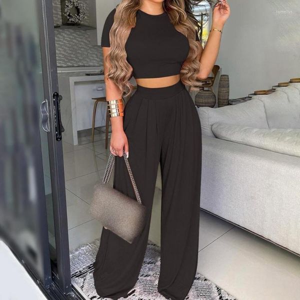 women's two piece pants colors fashionable navel exposed set breathable wide legs for partywomen's, White
women's two piece pants colors fashionable navel exposed set breathable wide legs for partywomen's, White