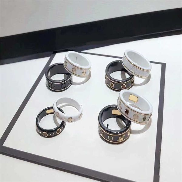 2023 designer new double g black white ceramic ancient family 18k rose gold bee planet strange men and women's same style couple ring, Silver
2023 designer new double g black white ceramic ancient family 18k rose gold bee planet strange men and women's same style couple ring, Silver