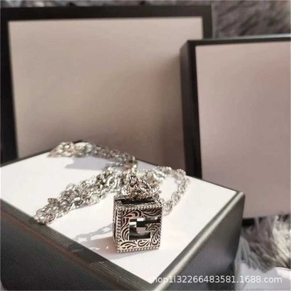 2023 designer new fashion jewelry 925 square three-dimensional hollow carved pattern necklace, old fashion men's and women's penda, Silver
2023 designer new fashion jewelry 925 square three-dimensional hollow carved pattern necklace, old fashion men's and women's penda, Silver