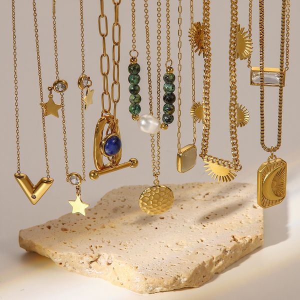 vintage 18k gold pendants necklace, fashion stainless steel chains necklaces, Silver
vintage 18k gold pendants necklace, fashion stainless steel chains necklaces, Silver
