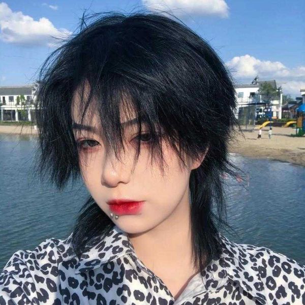 wolf tail wig mens short hair korean style handsome white super a cool anchovy head, Black
wolf tail wig mens short hair korean style handsome white super a cool anchovy head, Black