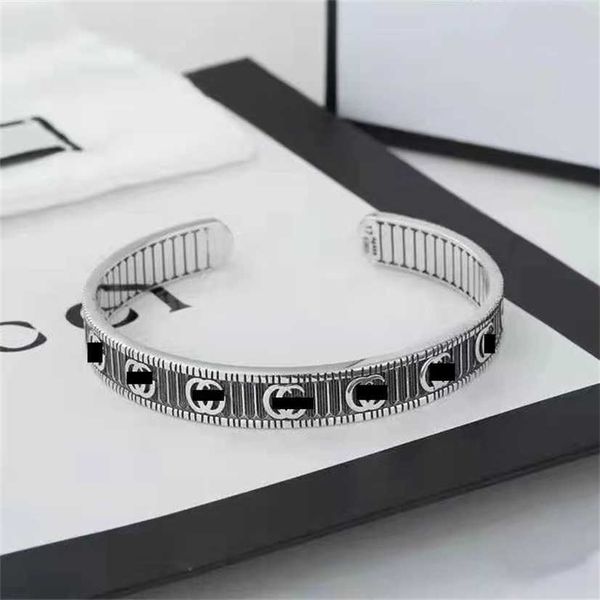 2023 designer new gujia stripe double g open copper plated 925 sterling silver simple personality vertical pattern bracelet for men, Black
2023 designer new gujia stripe double g open copper plated 925 sterling silver simple personality vertical pattern bracelet for men, Black