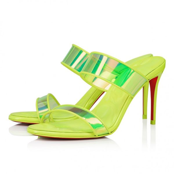 85mm sandals pearlescent patent leather fluorescent yellow women's sandals fashion, Black
85mm sandals pearlescent patent leather fluorescent yellow women's sandals fashion, Black