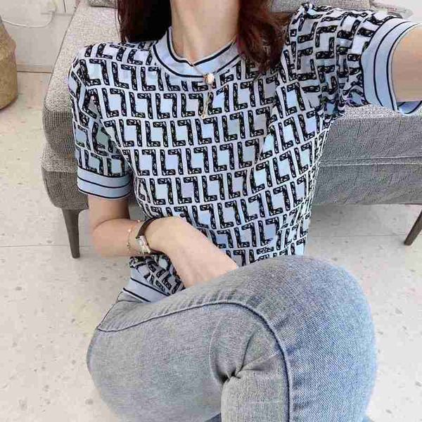 women's knits & tees designer 2022 new high-quality temperament all-match round neck full letter t-shirt ice silk small shirt thin jacq, White
women's knits & tees designer 2022 new high-quality temperament all-match round neck full letter t-shirt ice silk small shirt thin jacq, White