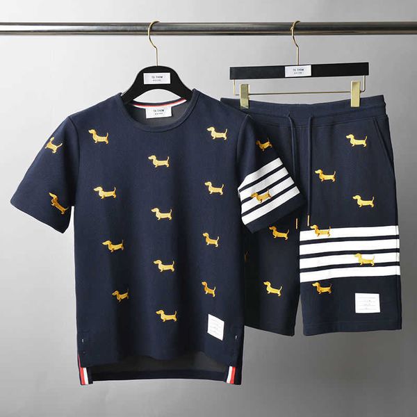 dog embroidery summer suit bonzero fashion brand men's and women's couple costume short sleeve shorts, Black;brown
dog embroidery summer suit bonzero fashion brand men's and women's couple costume short sleeve shorts, Black;brown