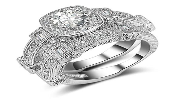 2 pieces ring set 4prong settings 18k white gold filled couple rings womens mens jewelry wedding bridal accessories size 67898891613, Silver
2 pieces ring set 4prong settings 18k white gold filled couple rings womens mens jewelry wedding bridal accessories size 67898891613, Silver