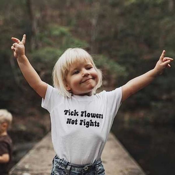 t-shirts pick flowers not fights kids shirt peace anti-bullying kids t-shirts protest fights love peace kids tees w0317, Blue 
t-shirts pick flowers not fights kids shirt peace anti-bullying kids t-shirts protest fights love peace kids tees w0317, Blue