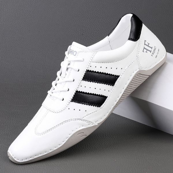 dress shoes casual men's summer sneakers leather low white sports laceup flats breathable moccasins for men 230320, Black
dress shoes casual men's summer sneakers leather low white sports laceup flats breathable moccasins for men 230320, Black