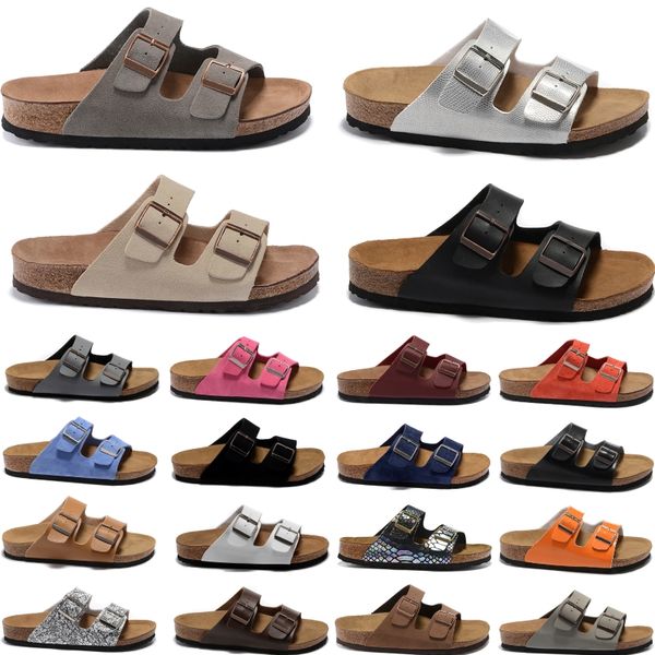 Image of Birken sandals slipper men women slippers leather suede clogs mocha black white beach shoes slider shoes