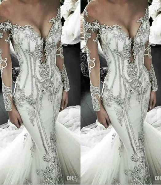 glamorous mermaid wedding dresses jewel crystal illusion long sleeves bling bridal gowns sweep train plus size wedding dress7885836, White
glamorous mermaid wedding dresses jewel crystal illusion long sleeves bling bridal gowns sweep train plus size wedding dress7885836, White