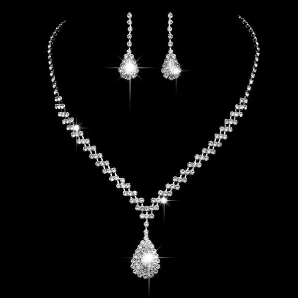 20 sets/lot pendant earring suit inlaid shiny austria crystal earring non fading twinkle bridal neklace chain adjustable length necklace wom, Silver
20 sets/lot pendant earring suit inlaid shiny austria crystal earring non fading twinkle bridal neklace chain adjustable length necklace wom, Silver