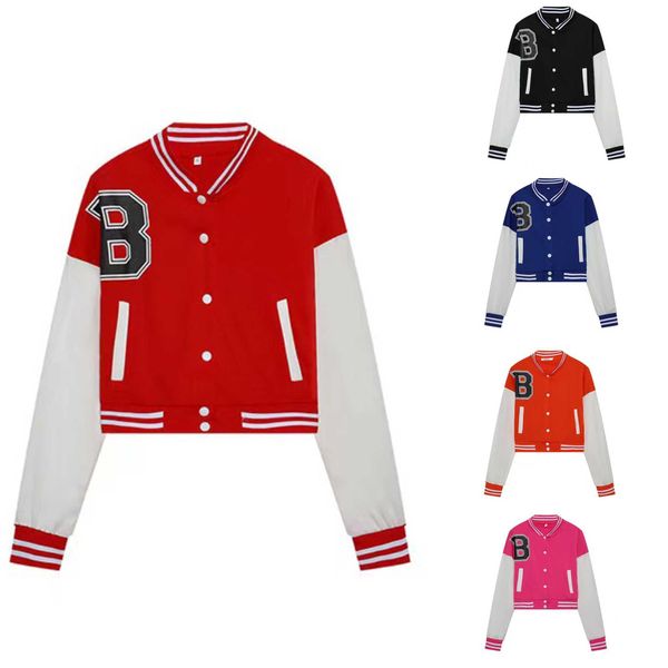 2023 design womens varsity jacket contrast color printed club short loose button baseball bomber jacket for women, Black;brown
2023 design womens varsity jacket contrast color printed club short loose button baseball bomber jacket for women, Black;brown