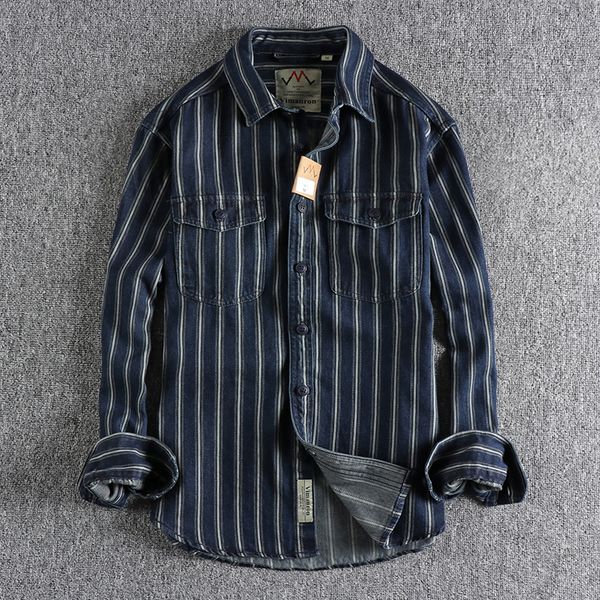 men's casual shirts autumn and winter yarn-dyed striped wash jeans long-sleeved shirt man retro trend with classic shirt 230320, White;black
men's casual shirts autumn and winter yarn-dyed striped wash jeans long-sleeved shirt man retro trend with classic shirt 230320, White;black