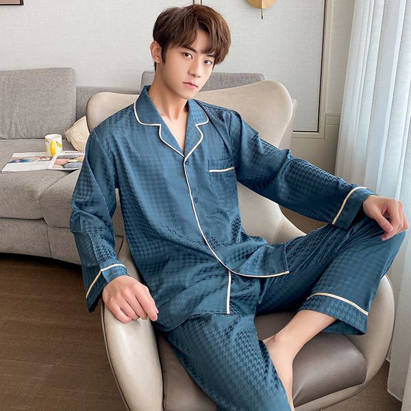 men's sleepwear lisacmvpnel men's spring long sleeve ice silk pajama set jacquard thousand bird lattice large size can be worn out, Black;brown
men's sleepwear lisacmvpnel men's spring long sleeve ice silk pajama set jacquard thousand bird lattice large size can be worn out, Black;brown