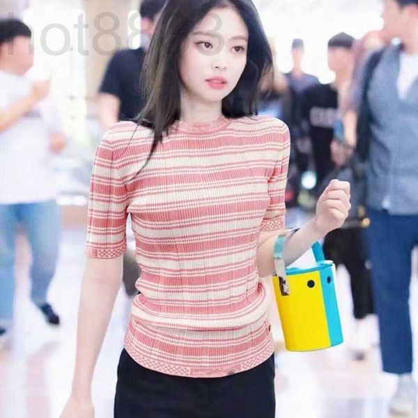 women's t-shirt designer 23 early spring new striped knitted short sleeve slim fit round neck delicate wool bottom shirt fashion ivr9, White
women's t-shirt designer 23 early spring new striped knitted short sleeve slim fit round neck delicate wool bottom shirt fashion ivr9, White