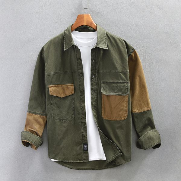 outdoor campaign sleeve shirt retro stitching heavy bead sailing pure cotton worker shirt men's new american shirt jacket, White;black
outdoor campaign sleeve shirt retro stitching heavy bead sailing pure cotton worker shirt men's new american shirt jacket, White;black