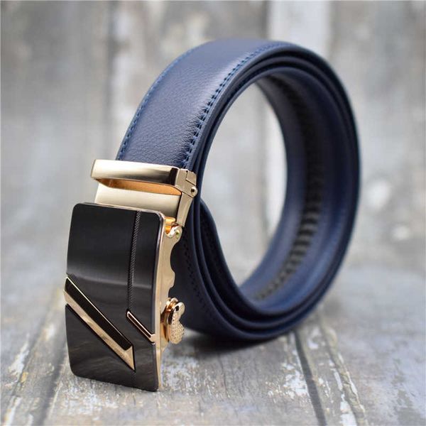 

belts belt for men cow leather automatic buckle men belt 3.5cm width blue male waist belt fashionable plus size 90-130cm trouser belt w0317, Black;brown