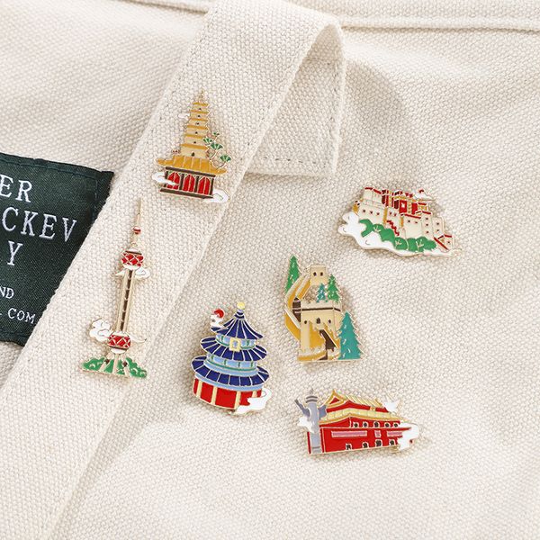 chinese characteristic architecture brooch pins 6pcs/set gold plated scenic spot brooches for girls tiananmen gate of the great wall tourist, Gray
chinese characteristic architecture brooch pins 6pcs/set gold plated scenic spot brooches for girls tiananmen gate of the great wall tourist, Gray