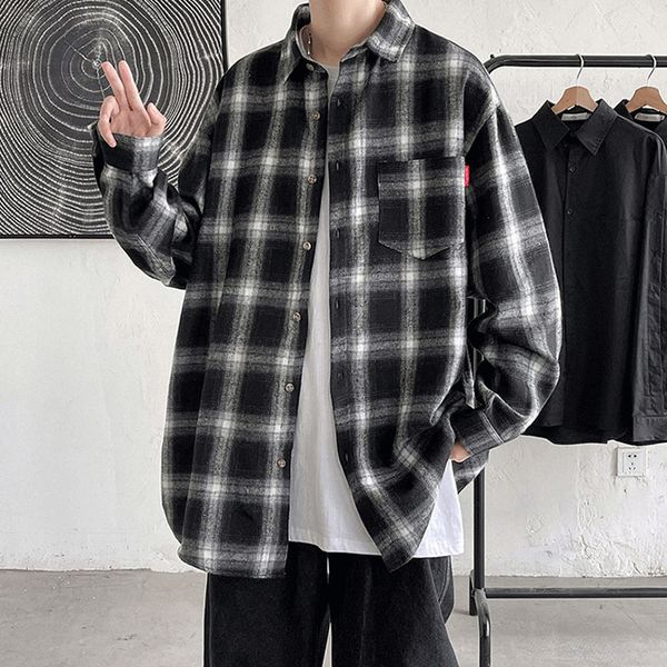 men's casual shirts flannel plaid shirts men streetwear casual versatile autumn male harajuku oversized retro long-sleeved blouses 2303, White;black
men's casual shirts flannel plaid shirts men streetwear casual versatile autumn male harajuku oversized retro long-sleeved blouses 2303, White;black