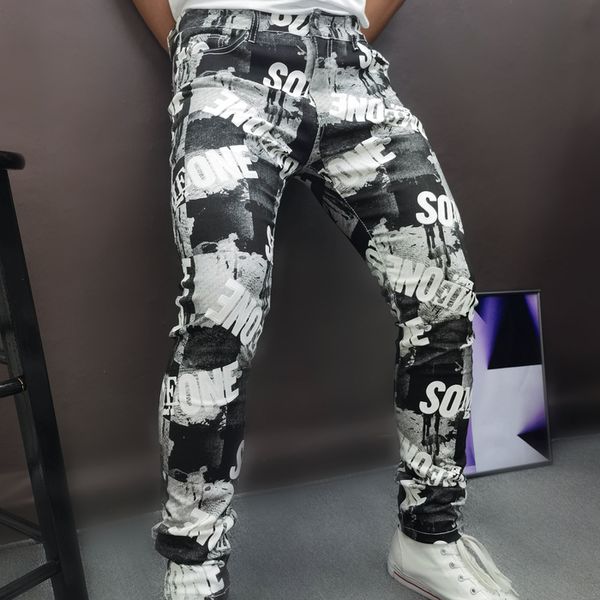 men's jeans hip hop party denim pant fashion letter digital printblack designer jean four season skinny moda hombre 230320, Blue
men's jeans hip hop party denim pant fashion letter digital printblack designer jean four season skinny moda hombre 230320, Blue