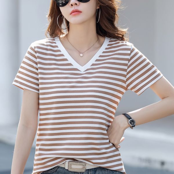 women's t-shirt tuangbiang summer pearl cloth khaki stripes cotton t-shirt women patchwork v-neck tshirt breathable female fashion cozy, White
women's t-shirt tuangbiang summer pearl cloth khaki stripes cotton t-shirt women patchwork v-neck tshirt breathable female fashion cozy, White