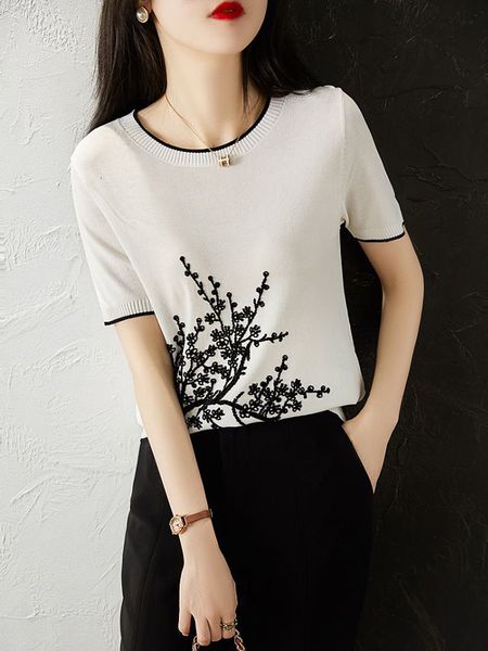 women's t-shirt bobokateer poleras mujer camisetas vintage embroidery knitted tee shirt white short sleeve round neck tshirts women clo
women's t-shirt bobokateer poleras mujer camisetas vintage embroidery knitted tee shirt white short sleeve round neck tshirts women clo