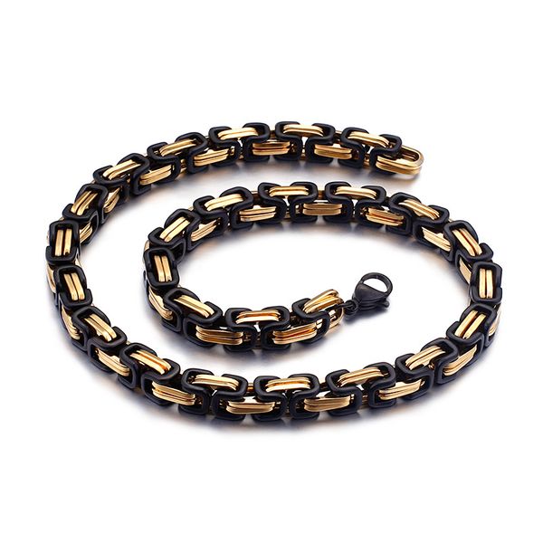 large imperial chain necklace for mens stainless steel byzantine chain jewelry golden with black color 8mm 24inch father gifts, Silver
large imperial chain necklace for mens stainless steel byzantine chain jewelry golden with black color 8mm 24inch father gifts, Silver
