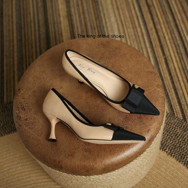 small fragrant pointed color-blocking slim heel shoes bowknot high heel shoes women's banquet fashion, Black
small fragrant pointed color-blocking slim heel shoes bowknot high heel shoes women's banquet fashion, Black