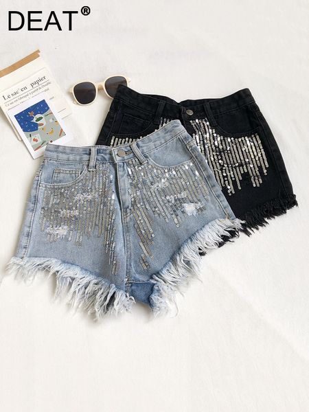 women's shorts deat fashion versatile embroidery sequins tassel burrs irregular denim short's loose wide leg pants 2023 summer 11p, White;black
women's shorts deat fashion versatile embroidery sequins tassel burrs irregular denim short's loose wide leg pants 2023 summer 11p, White;black