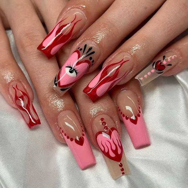 false nails love flame wearing eye chart enhancement patch pseudo long ballet 230320, Red;gold
false nails love flame wearing eye chart enhancement patch pseudo long ballet 230320, Red;gold