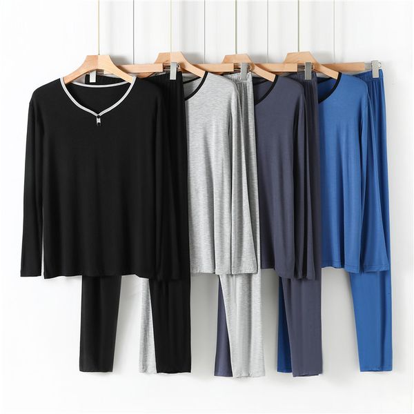 men's sleepwear spring summer modal men's sleepwear sets long sleeve v neck pajamas for malesoft loose homewear solid lounge wear, Black;brown
men's sleepwear spring summer modal men's sleepwear sets long sleeve v neck pajamas for malesoft loose homewear solid lounge wear, Black;brown