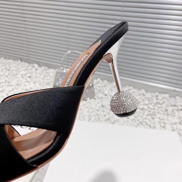 latest women aquazzura high heeled slippers designer sandals stiletto mules diamond ball metal heel .5cm silk slip-on open toe work ce9l, Black
latest women aquazzura high heeled slippers designer sandals stiletto mules diamond ball metal heel .5cm silk slip-on open toe work ce9l, Black