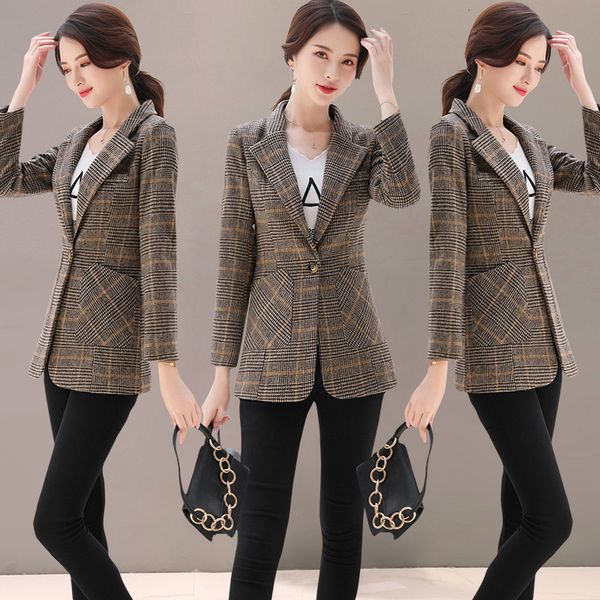 women's suits blazers fashion business interview thicken plaid suits women work office ladies long sleeve spring vintage blazer and coa, White;black
women's suits blazers fashion business interview thicken plaid suits women work office ladies long sleeve spring vintage blazer and coa, White;black